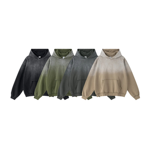 เสื้อฮู้ดดี้ผ้าฝ้าย 360GSM แบบวินเทจฟอกสีสไตล์ Distressed หนานุ่มสำหรับฤดูหนาว สตรีทแวร์ แบบสั่งทำได้ ไซส์ใหญ่พิเศษ รับผลิตแบบ OEM - Product Image 3
