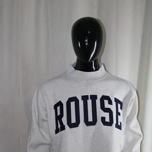 ROUSE ASH GREY Hooded Velour Half Zip Oversized Sweatshirt 100% Cotton <b>BLUE</b> Applique Embroidery Color Blocking Winter CLUSH - Product Image 2