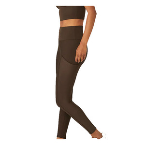 High Waist Solid Color Full Length Breathable Quick Dry Leggings Women's Stretch Knitted Spandex Polyester Seamless Basic Style - Product Image 4
