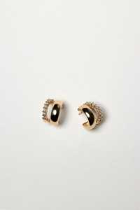 Diamond Double Band <b>Hoop</b> <b>Earring</b> Custom 14K 18K <b>Solid</b> Gold Push Back Prong Set Luxury Fine Jewelry Cut Lab Grown Chunky Huggies - Product Image 1