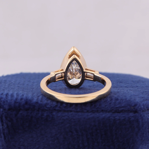 Women's Pear Cut Diamond Engagement Ring WHITE Gold Bezel Setting Classic Style - Product Image 2