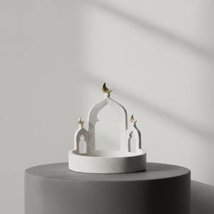 Plateau en céramique blanche de qualité supérieure, idéal pour servir des collations, des friandises et des décorations pour la maison pendant le Ramadan et l'Aïd, provenant d'Inde. - Product Image 6