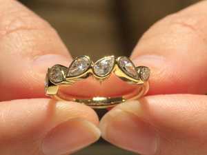 Unique Lab Grown 0.15CT Each Pear Cut Diamond 6 Stone <b>Ring</b> For Unisex 14K Solid Gold Party Proposal Gift For Girlfriend - Product Image 2