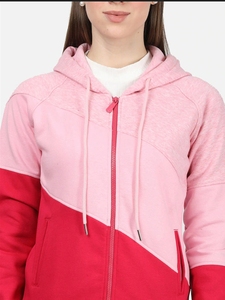 Sudadera con Capucha y Cierre de Cremallera para Mujer, Estampada con Puntos, en Rosa y Rojo, Corte Regular, 100% Algodón Tejido, Ropa Casual de Invierno - Product Image 6