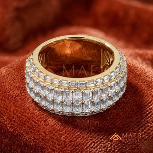 18K Gold Plated Baguette Moissanite Diamond Eternity <b>Ring</b> Luxury Wedding Band Women USA - Product Image 2
