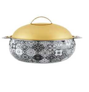 Casserole unique en maille métallique noire avec couvercle en dôme argenté finition miroir, chauffe-plat isolé à bougie pour buffet - Product Image 5