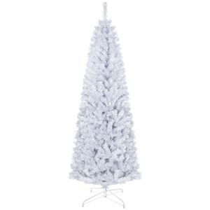 Albero di Natale a Matita Pre-Illuminato da 1,8 m con 618 Punte Luminose Bianco Caldo, Decorazione Bianca per Interni Casa e Feste, Supporto Incluso - Product Image 1