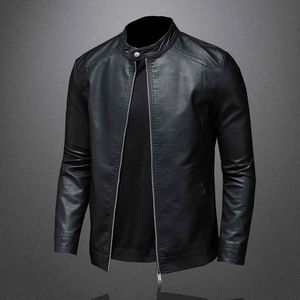 Chaqueta de Cuero para Hombre, Estilo Urbano, Resistente al Viento, Impermeable, con Cuello Alto y Logotipo Frontal, Última Llegada, Venta al Por Mayor - Product Image 2