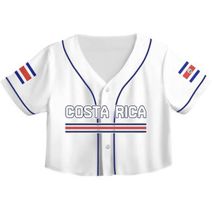 Camiseta de Béisbol Corta Personalizada para Mujer de Costa Rica, con Nombre de Equipo, Número y Logotipo Personalizados, Suave, Transpirable y Ligera, de Poliéster - Product Image 1