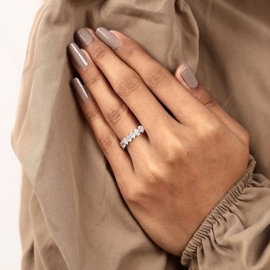 Luxury Design Pear Cut Lab Grown <b>Diamond</b> Full Eternity Band <b>Ring</b> 18k White Gold Fine Anniversary Wedding Sparkly Gift Her - Product Image 3
