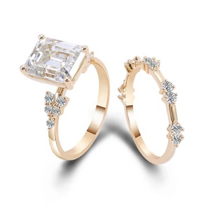 แหวนหมั้นโรสโกลด์14K 18K แหวนเพชรชั้นดีที่ได้รับการรับรองจากห้องปฏิบัติการ VVS ชัดเจน - Product Image 4