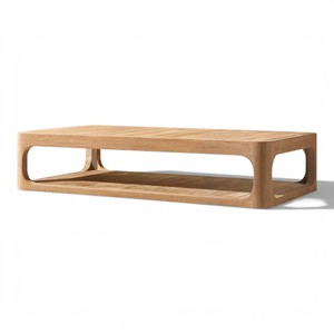 Mesa de Centro Moderna Minimalista de Madera de Teca Sólida, Rectangular, de Perfil Bajo, Muebles de Jardín Resistentes para Proyectos de Villas y Hoteles - Product Image 4