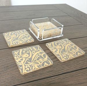 Custom <b>Clear</b> Acrylic Coasters Set Heat Resistant Laser Cut Transparent Drink Coaster with Logo Printing for Home Bar Hotel Use - Product Image 4