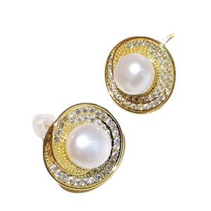 ต่างหูเงินแท้ชุบทองคำขาวประดับพลอยธรรมชาติและไข่มุกน้ำจืด ดีไซน์หรูหรา - Product Image 5