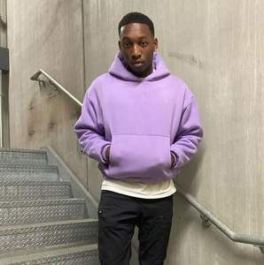 Sweat à capuche d'hiver en molleton 100% coton, streetwear personnalisé, haute qualité, poids lourd 340 g/m², coupe ample, unisexe - Product Image 2