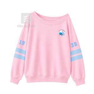 เสื้อสเวตเชิ้ตวาร์ซิตี้แบบมีรูระบายอากาศ Custom Jack & Jill America พร้อมโลโก้ปักด้านหน้า สีฟ้าชมพู แขนยาว สำหรับผู้หญิง - Product Image 1