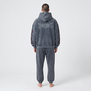 Men's Oversized Acid Wash Hoodie <b>Jogger</b> <b>Set</b> Heavyweight Winter Two Piece Tracksuit Vintage Streetwear Casual Outfit - Product Image 2