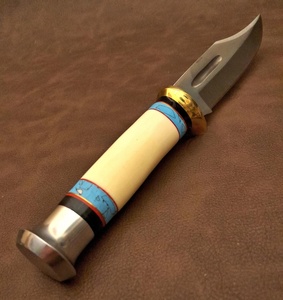 Couteau de chasse et de survie A&M ENTERPRISES fait main en acier inoxydable, lame Bowie à pointe tombante, manche en os, garde en laiton, personnalisable - Product Image 5