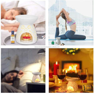 Portavelas de Cerámica, Quemador de Aceite para Aromaterapia, Calentador de Cera con Patrón Floral Blanco, Decoración Elegante para el Hogar a un Precio Accesible - Product Image 3