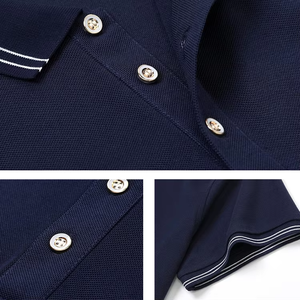 เสื้อโปโลผู้ชายสีขาวเรียบง่าย ผ้าฝ้าย 100% ปักลาย  รับสั่งทำโลโก้ - Product Image 5