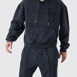 <b>Men's</b> Dark Blue Hooded Tracksuit Set Cotton Sweatshirt Jogger <b>Pants</b> Solid Color Casual <b>Loungewear</b> Sportswear Autumn Wear - Product Image 6