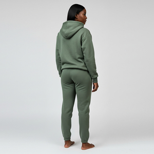 Conjunto de Chándal de Invierno de Dos Piezas para Mujer, Personalizado, de Spandex/Algodón, con Sudadera con Capucha de Forro Polar Cálido, Transpirable, Bordado de Alta Calidad - Product Image 4