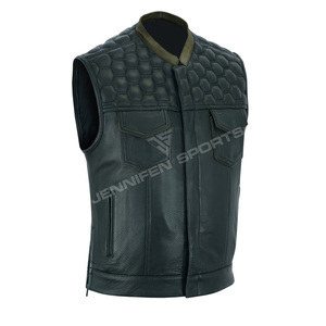 Gilet en cuir pour homme, design personnalisé, tendance, coupe diamant, pour moto, OEM ODM - Product Image 2