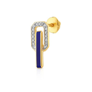 Golden <b>Blue</b> Enamel Geometric Bar Diamond <b>Stud</b> <b>Earrings</b> - Product Image 2