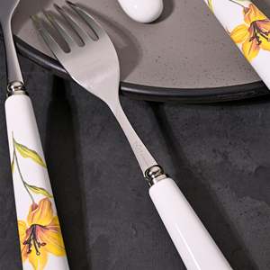 Ceramic & Steel Sunray Floral <b>Forks</b> Set of 6-for Fruit Dessert Home & Restaurant Tableware for Back to School - Product Image 4