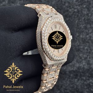 Montre Pahal Jewels de luxe en acier inoxydable avec mouvement mécanique, cadran analogique rond de 40 mm, verre saphir, fermoir pliant unisexe - Product Image 2