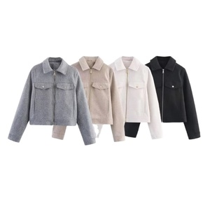 Nueva Chaqueta Casual Holgada con Cierre, Bolsillos Decorativos, Manga Larga y Solapa - Product Image 1