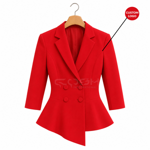 Blazer rouge à double boutonnage Cosh International Sorority Sisterhood avec logo personnalisé, manches trois quarts, manteau mi-long amincissant - Product Image 5