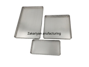 Ensemble de plateaux de service rectangulaires en acier inoxydable découpés au laser - Plateaux de rangement décoratifs en métal pour hôtel, maison et décoration de mariage - Product Image 6