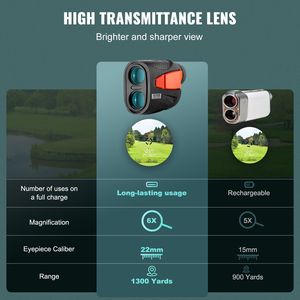 Telemetro da Golf magnetico ad alta precisione per 1300 iarde 6X bandiera di ingrandimento blocco con pendenza di vibrazione USB accessorio di ricarica Laser - Product Image 6