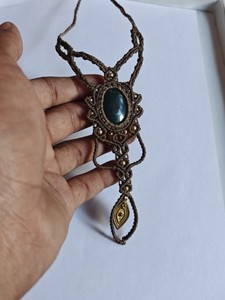 Handmade Brown Macrame Amethyst Pendant <b>Necklace</b> Adjustable Boho Healing Ethnic <b>Statement</b> Jewelry Wholesale - Product Image 3