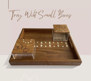 Premium MOP Inlay Wooden Serving Tray – Acrylic Lid Multipurpose Food Container with Custom Logo - Product Image 3