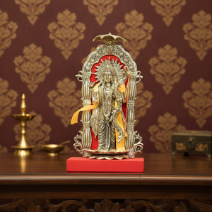 Idole artisanale en métal plaqué or du Dieu Rama avec arche Prabhavali, finition antique, statue de dieu hindou Diwali pour la décoration de la maison et du mandir - Product Image 5