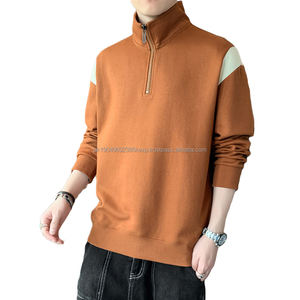 Wholesale Half Zipper Sweatshirt Men Streetwear <b>Zip</b> Hoodie Vintage Sweatshirt Blank Crew Neck Men's Oversize <b>Polo</b> Sweatshirt - Product Image 2