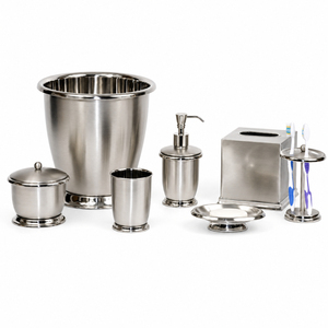 Custom Logo Modern Hammered Stainless Steel <b>Bathroom</b> <b>Accessories</b> <b>Set</b> 5-Piece Silver Metal Bath <b>Set</b> With Waste Bin & Soap Holder - Product Image 3