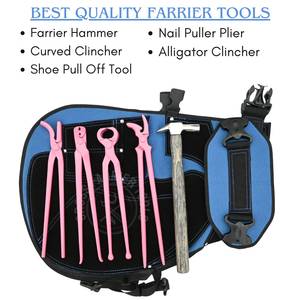 Ensemble complet d'outils de ferrage avec tablier noir, marteau en acier forgé pour clouage, pince à décoler les clous rose, décolleur de clous, décolleur de clous alligator - Product Image 3