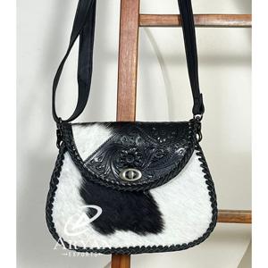 Sac bandoulière en cuir de vachette véritable, motif floral, fait main, style western, bohème, réglable, pour femme, collection 2026 - Product Image 1