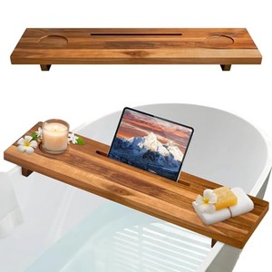 Teak Wood Luxury <b>Bath</b> <b>Caddy</b> with Drain Tray | Wholesale Handcrafted Bathroom Accessories - Product Image 4