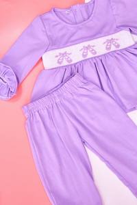 Vêtements pour enfants de haute qualité smockés bébé combishorts body avec k-broderie mini design vente en gros bébé ensemble - Product Image 3