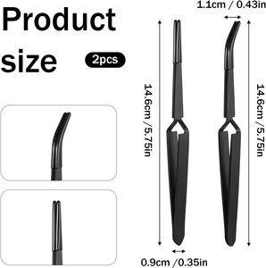 Pinzas de Precisión UBI, 2 Piezas, con Bloqueo Cruzado Inverso, Acero Inoxidable, Puntas de Goma de PVC Dentadas, Duraderas, Curvadas, para Pestañas - Product Image 2