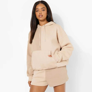 Conjunto de chándal informal de moda para mujer, de otoño, de forro polar liso, con sudadera con cremallera y pantalones con cordón, conjunto de dos piezas. - Product Image 2