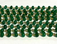 8mm Natürliche Grüne Edelstein-Perlenkette Vergoldeter Draht Umwickelte Rosenkranz-Kette Schmuckherstellung DIY-Zubehör