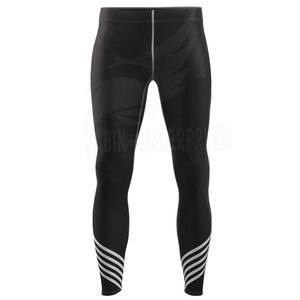 Black Knitted Compression Leggings Elastic Waist Quick Dry Breathable Stretch <b>Tights</b> for Yoga Training Running - Product Image 4