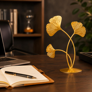 Modern <b>Gold</b> Finish Metal Ginkgo Leaf Sculpture <b>Decorative</b> Tabletop Showpiece Elegant Botanical Art for Office Desk <b>Living</b> <b>Room</b> - Product Image 2