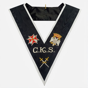 Collar de Almoner de 30 Grados del Rito Escocés AASR C.K.S. Insignia de Espadas de Águila Estrellada, Bordada a Mano, Regalia Masónica - Product Image 1