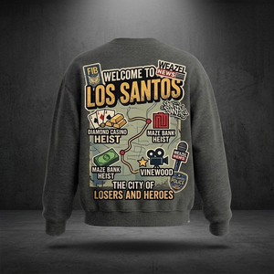 Sweat-shirt à col rond pour homme Grand Theft Auto V The Los Santos Heist, coupe classique, imprimé, en coton, décontracté, automne - Product Image 5